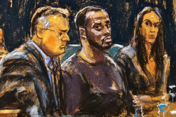 Diddy and his defense lawyers in court